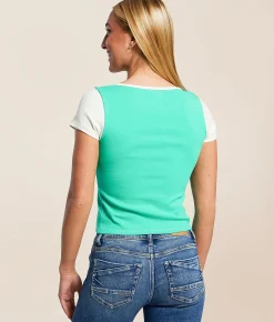 Tops | FITZ + EDDI Color Block T-Shirt Gumdrop Green