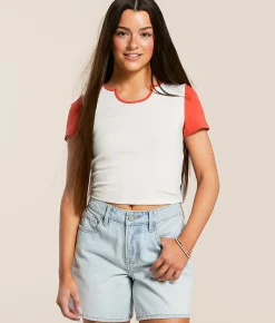 Tops | FITZ + EDDI Color Block T-Shirt Cream