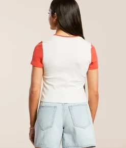 Tops | FITZ + EDDI Color Block T-Shirt Cream