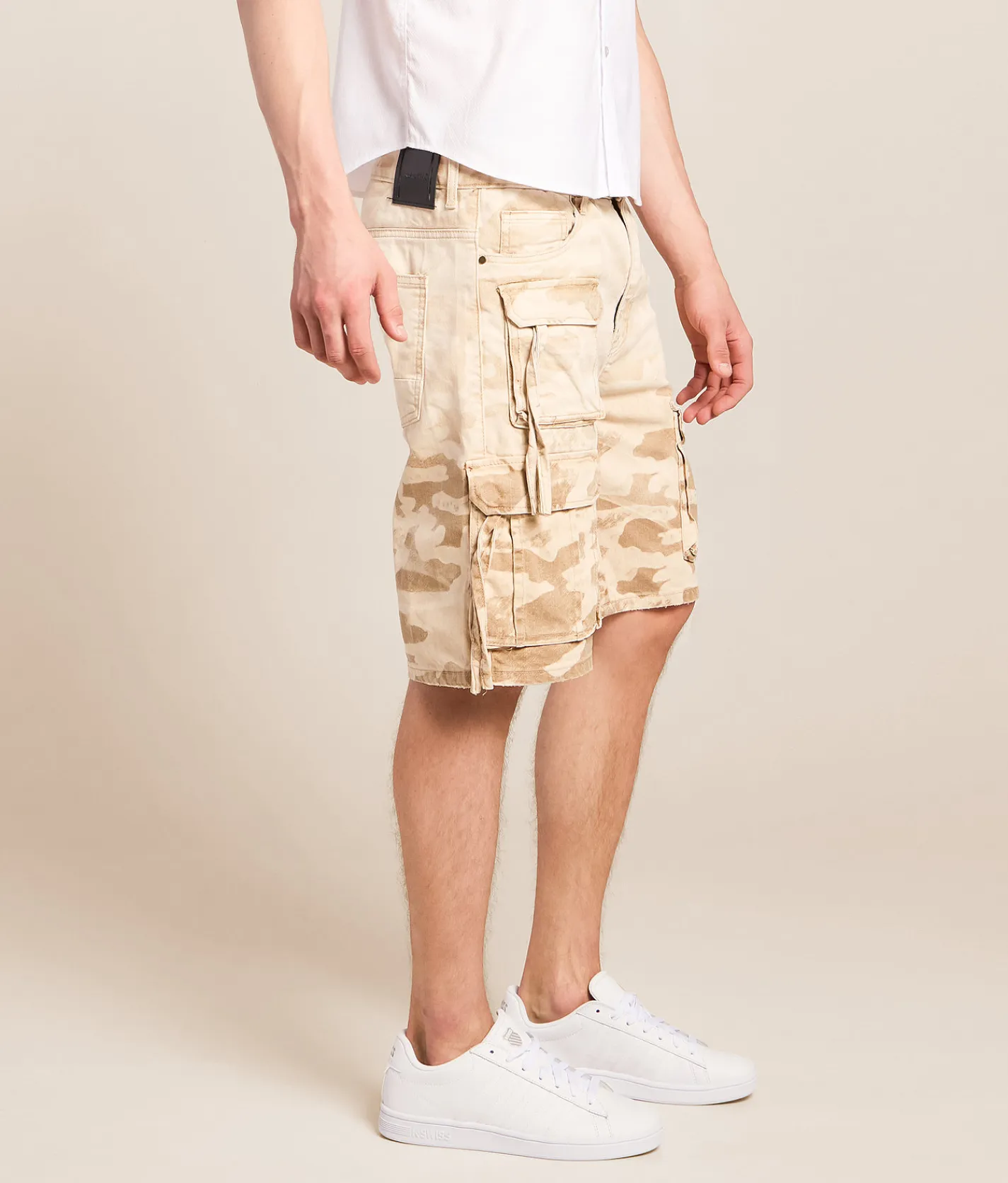 Bottoms|Shorts | Smoke Rise® Comfort Camo Cargo Stretch Short Sand