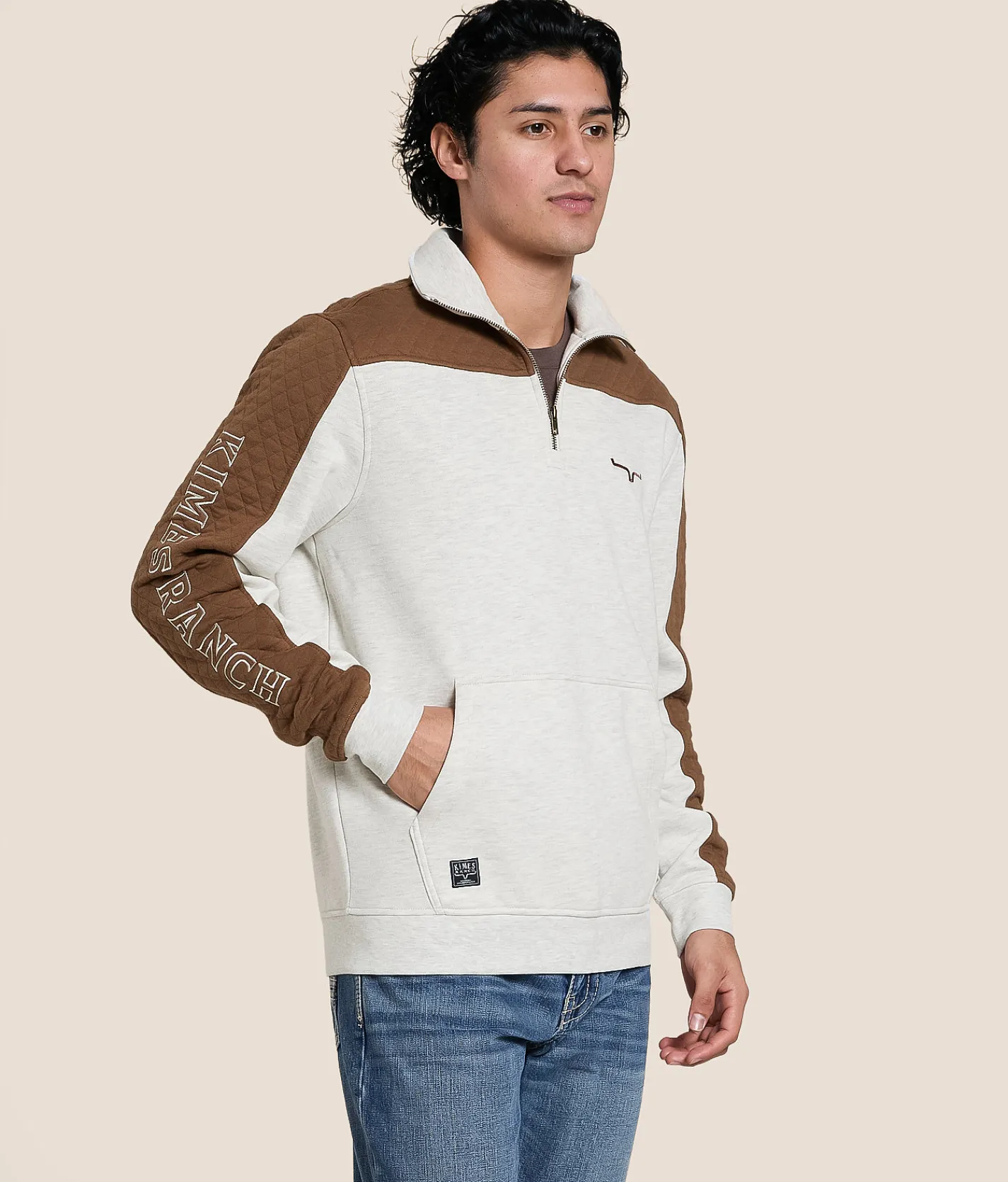 Kimes Ranch Competitor Quarter Zip Pullover Natural New