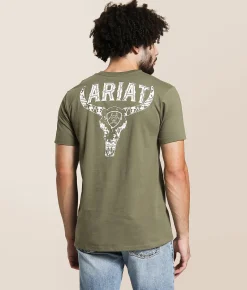 Graphic T-Shirts | Ariat Concrete Longhorn T-Shirt Surplus Green