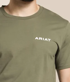 Graphic T-Shirts | Ariat Concrete Longhorn T-Shirt Surplus Green
