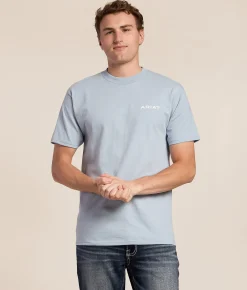 Tops|Graphic T-Shirts | Ariat Concrete Longhorn T-Shirt Arctic Blue