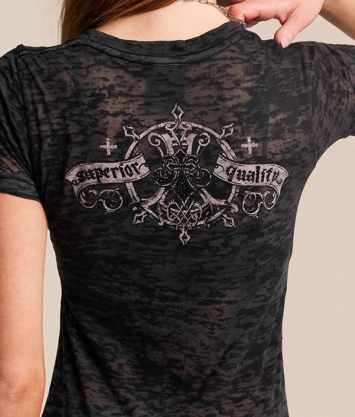 Affliction Constant Pillar Burnout T-Shirt Black Hot