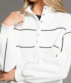 Tops | BKE Contrast Piping Half Snap Pullover Dark Forest