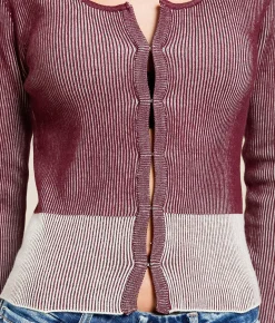 Gilded Intent Contrast Ribbed Top Burgundy Best