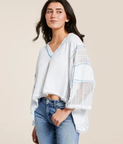 Tops | POL Contrast Stitch Boxy Top Ivory