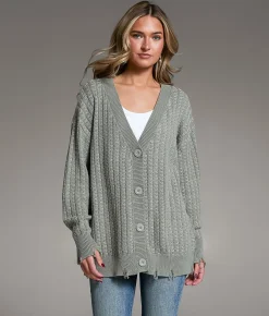 BKE Contrast Stitch Cardigan Sweater Vetiver Best