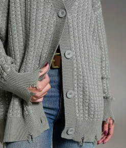 BKE Contrast Stitch Cardigan Sweater Vetiver Best