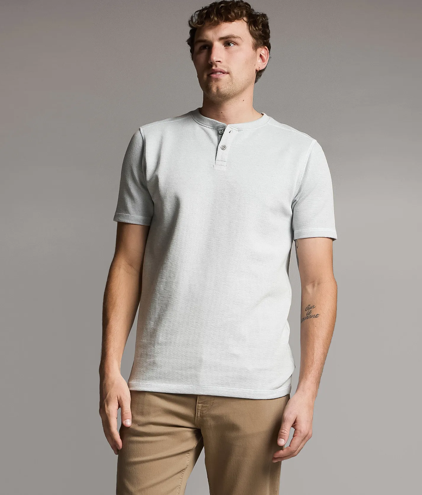 Tops | BKE Contrast Stitch Henley Slate