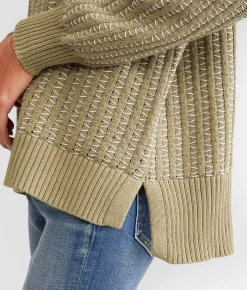 BKE Contrast Stitch Sweater Apple Butter Outlet