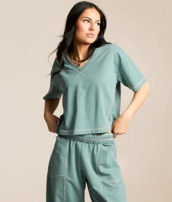 Tops | Gilded Intent Contrast Stitch Top Trellis
