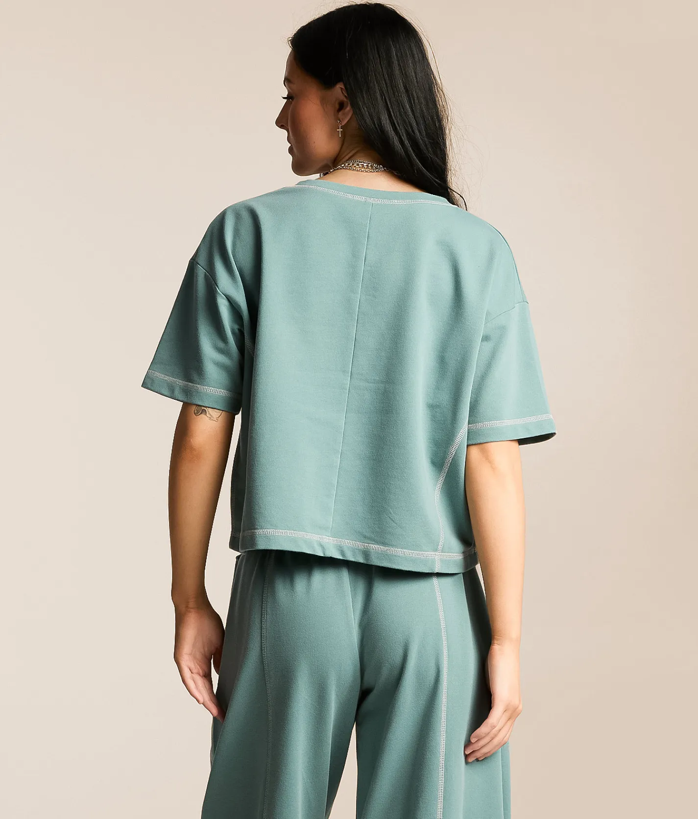 Tops | Gilded Intent Contrast Stitch Top Trellis