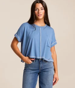 FITZ + EDDI Contrast Stitch T-Shirt Quiet Harbor Online