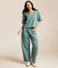 Bottoms | Gilded Intent Contrast Stitch Wide Leg Pant Trellis