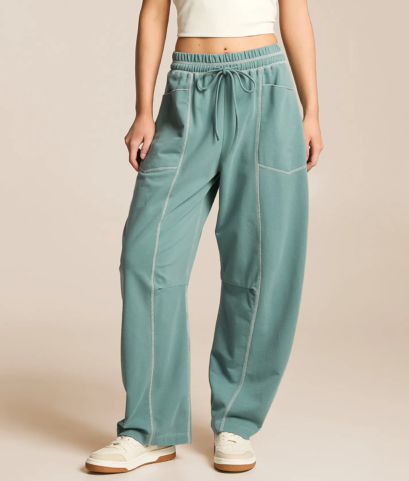 Bottoms | Gilded Intent Contrast Stitch Wide Leg Pant Trellis