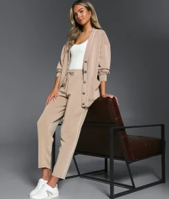 Buckle Black Contrast Striped Taper Pant Cobblestone