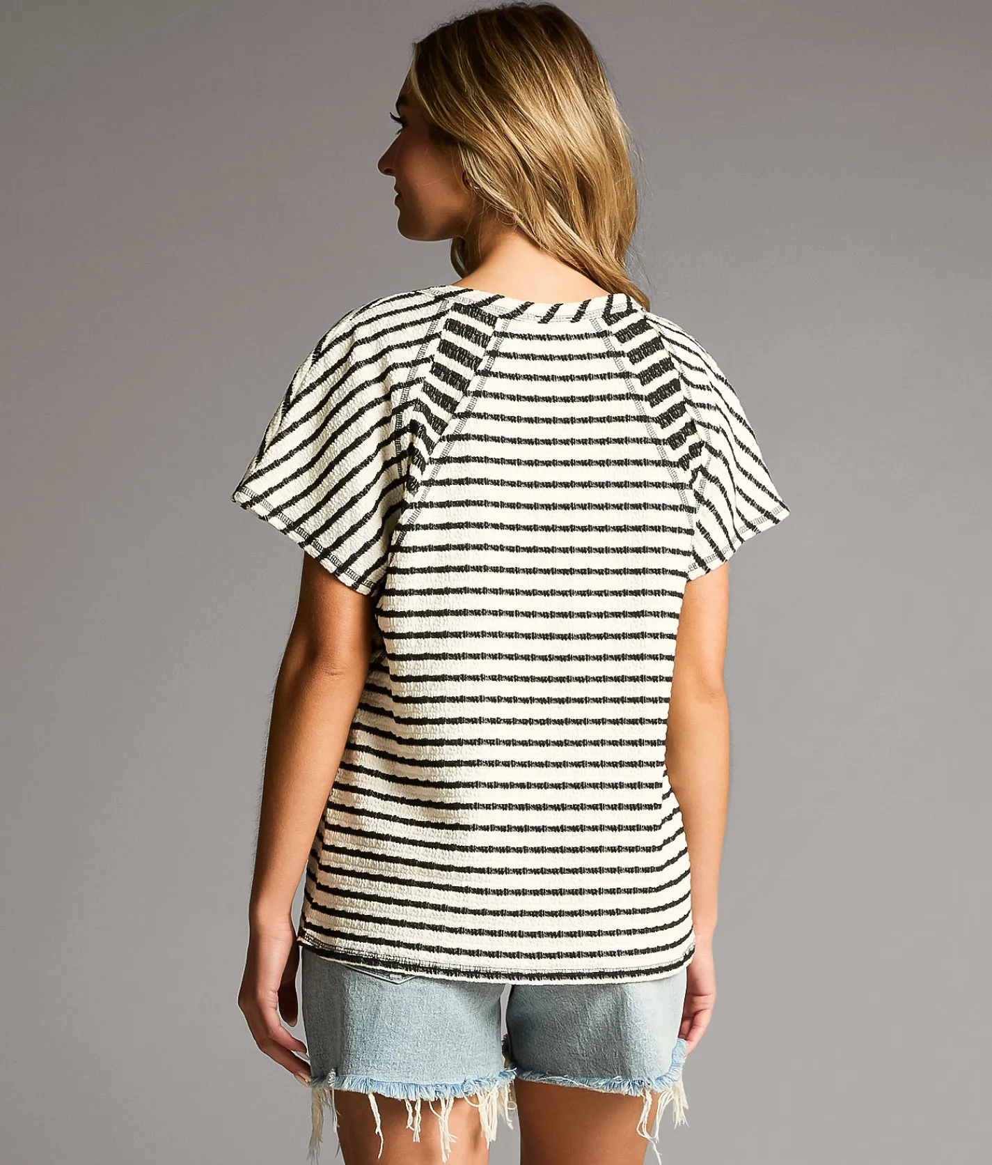 Tops | BKE Contrast Striped Top Cream Black