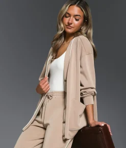 Buckle Black Contrast Trim Cardigan Cobblestone Best