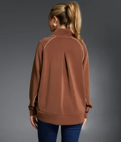 Buckle Black Contrast Trim Pullover Olive Night Sale