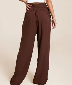 Bottoms | Blu Pepper Contrast Trim Wide Leg Trouser Pant Puce Cream