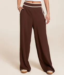 Bottoms | Blu Pepper Contrast Trim Wide Leg Trouser Pant Puce Cream