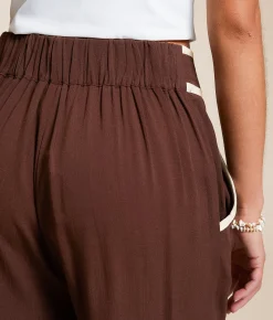 Bottoms | Blu Pepper Contrast Trim Wide Leg Trouser Pant Puce Cream