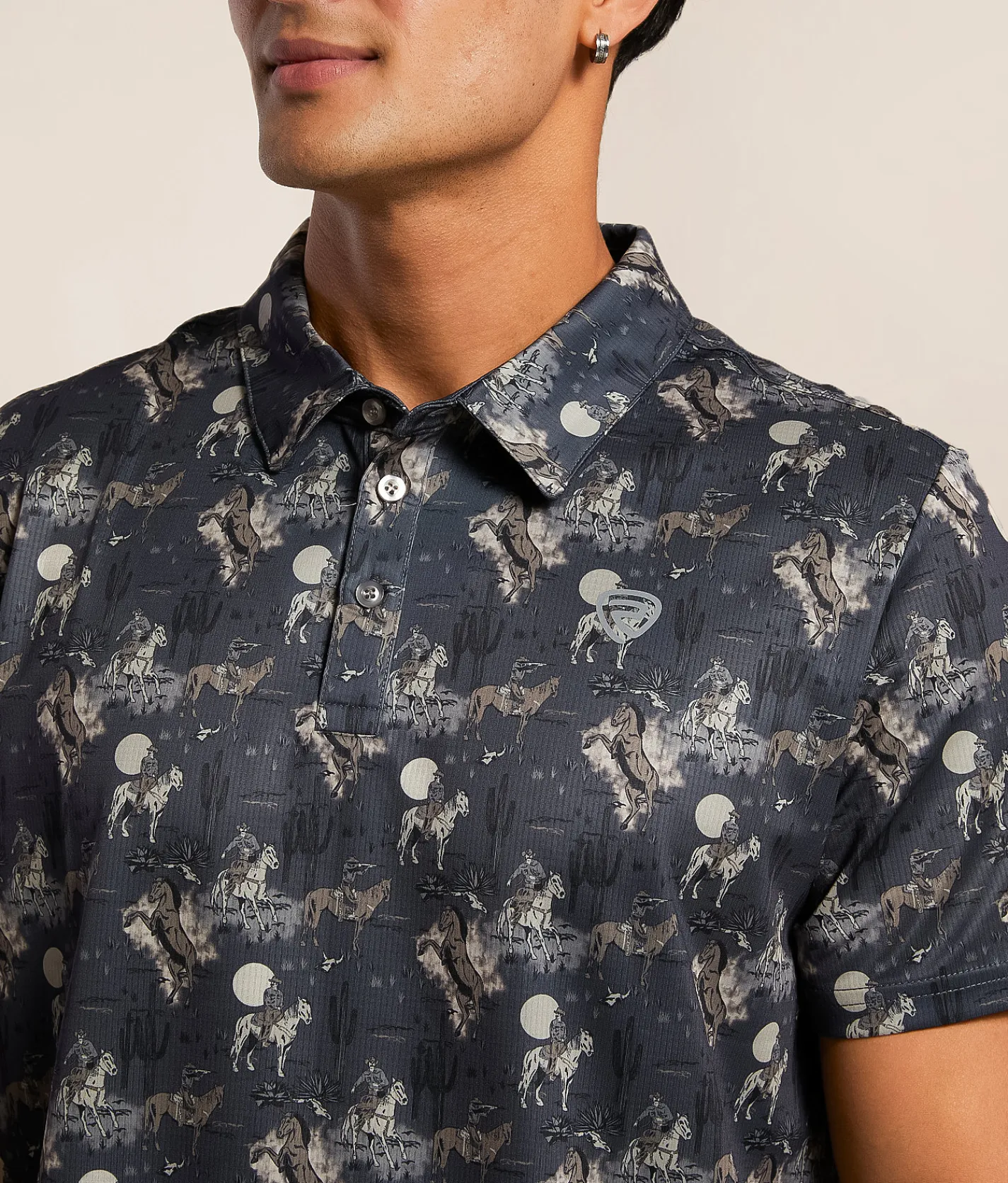 Tops | Rock & Roll Denim Conversational Performance Polo Charcoal