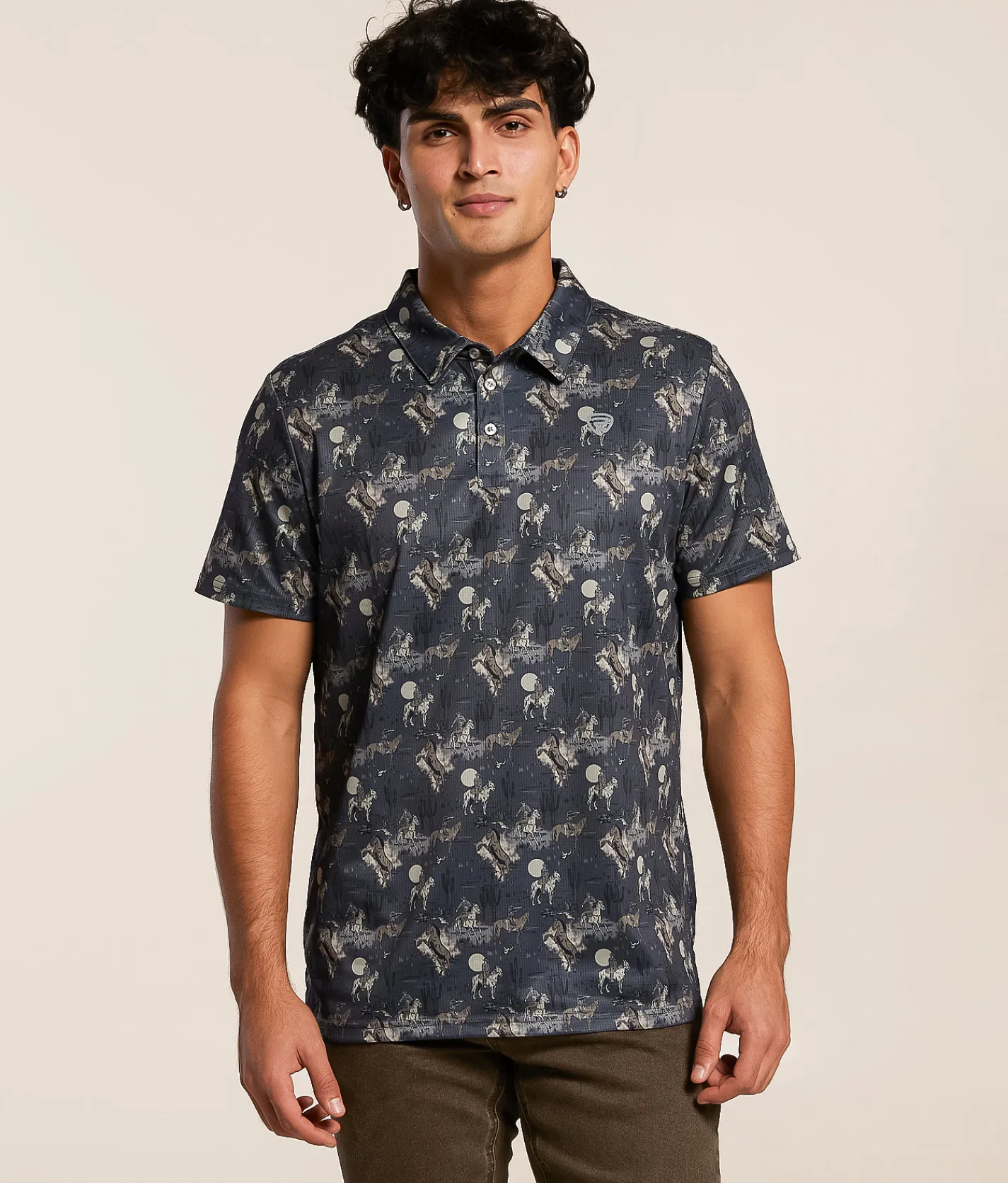 Tops | Rock & Roll Denim Conversational Performance Polo Charcoal