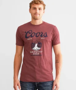 tee luv Coors Banquet Beer T-Shirt Burgundy Heather New