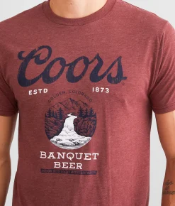 tee luv Coors Banquet Beer T-Shirt Burgundy Heather New