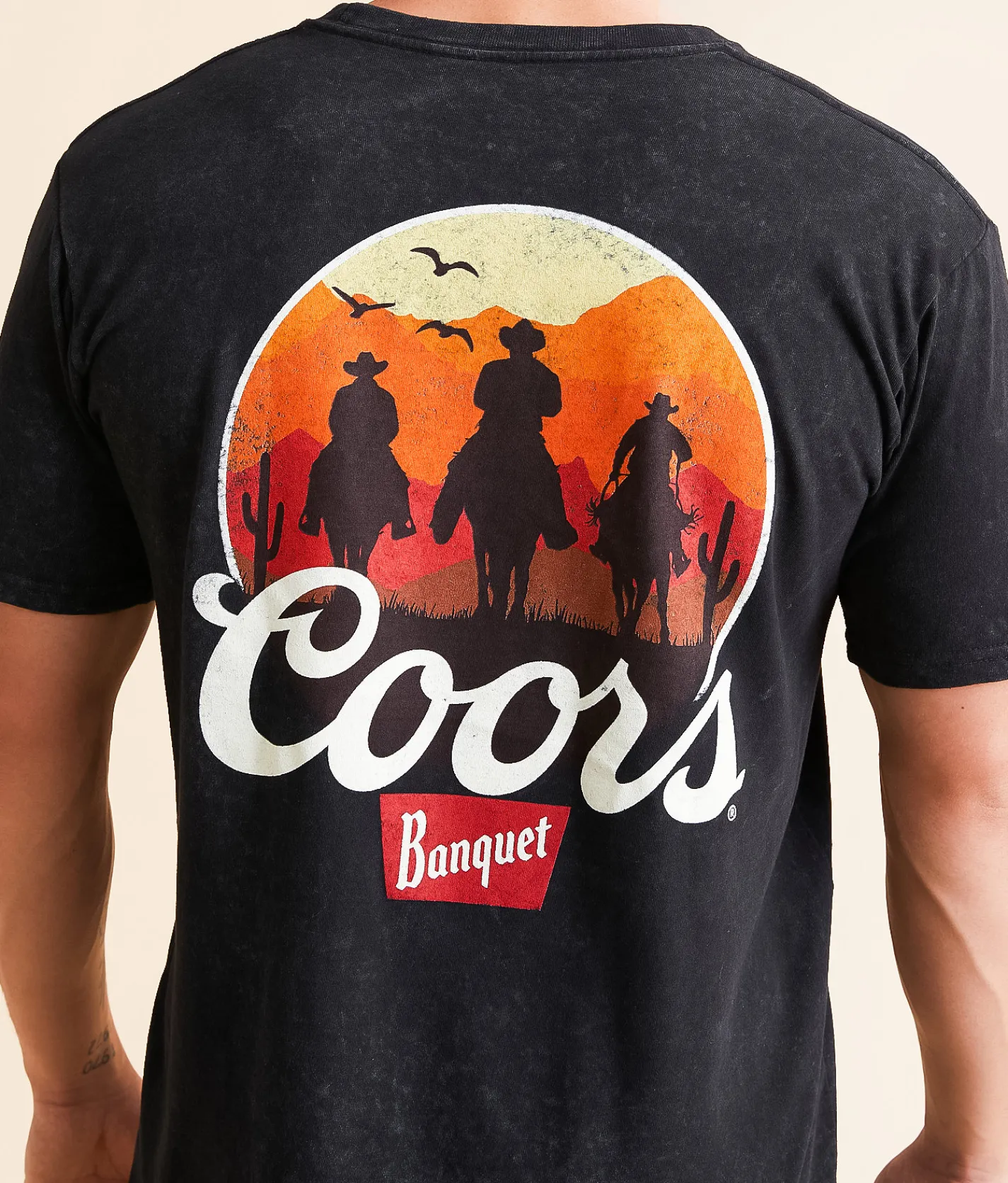 Graphic T-Shirts | Changes Coors Banquet Cowboy Circle Lock T-Shirt Black Mineral Wash