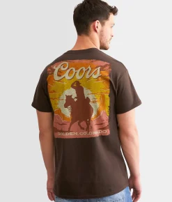 Brew City Coors Banquet Cowboy Rider T-Shirt Dark Chocolate Hot