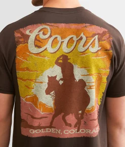 Brew City Coors Banquet Cowboy Rider T-Shirt Dark Chocolate Hot