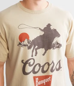 Junkfood Coors Banquet Cowboy T-Shirt Sand New