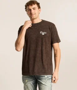 Tops|Graphic T-Shirts | Changes Coors Banquet Cowboy T-Shirt Dark Brown Mineral Wash