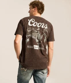 Tops|Graphic T-Shirts | Changes Coors Banquet Cowboy T-Shirt Dark Brown Mineral Wash