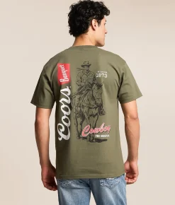 Tops|Graphic T-Shirts | tee luv Coors Banquet Cowboy T-Shirt Surplus Green