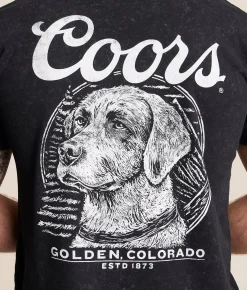 Changes Coors Banquet Dog T-Shirt Black Mineral Wash New