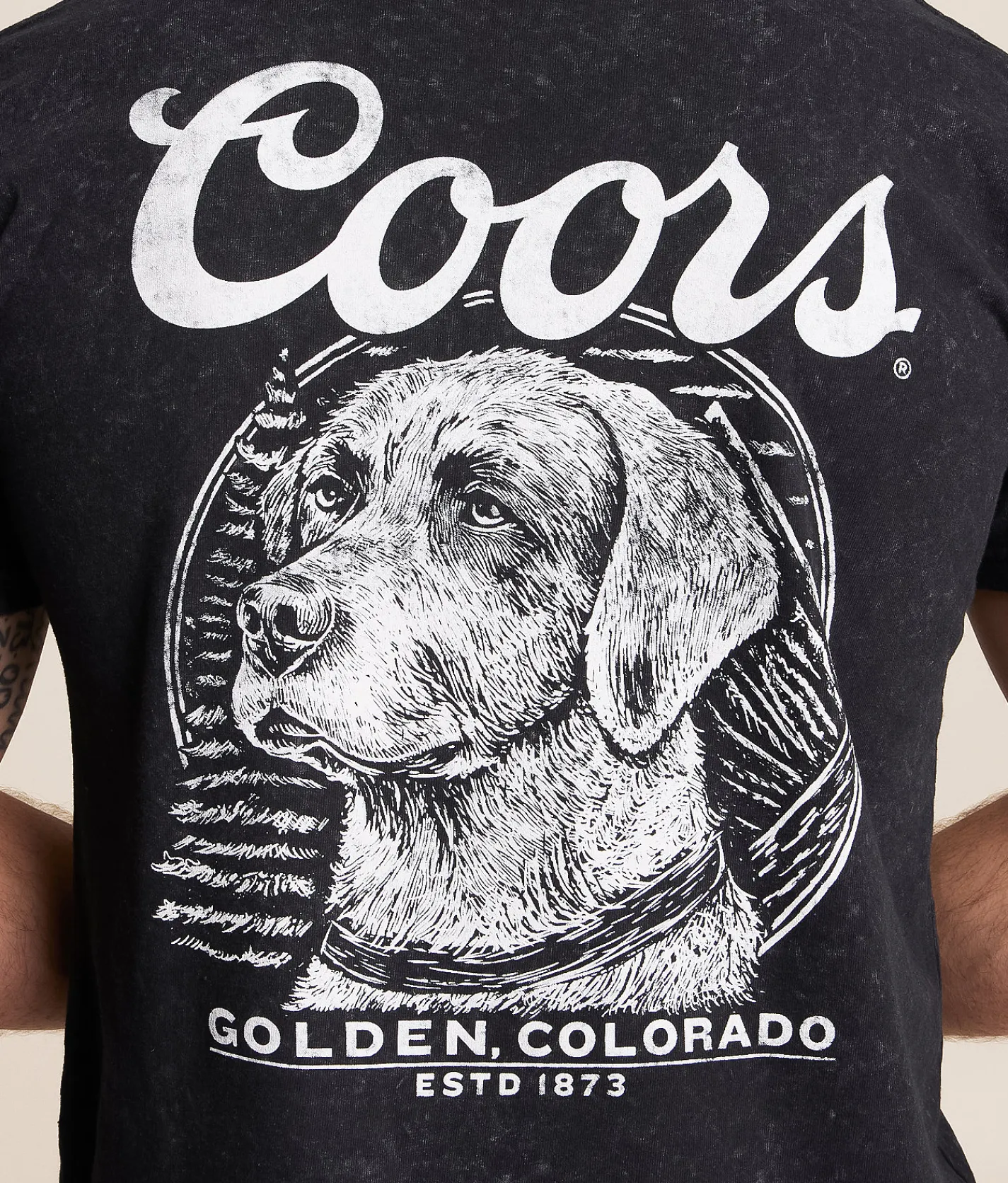Changes Coors Banquet Dog T-Shirt Black Mineral Wash New