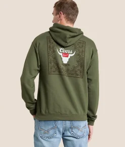 Brew City Coors Banquet Hooded Sweatshirt Military Green