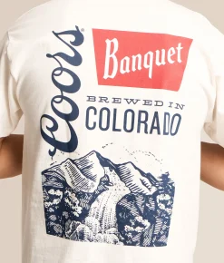 tee luv Coors Banquet Mountain T-Shirt Vintage White Clearance