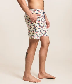 Bottoms|Swimwear | Valor Coors Banquet Seal Stretch Swim Trunks White Asparagus