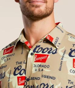 Junkfood Coors® Banquet Stretch Shirt Camel New