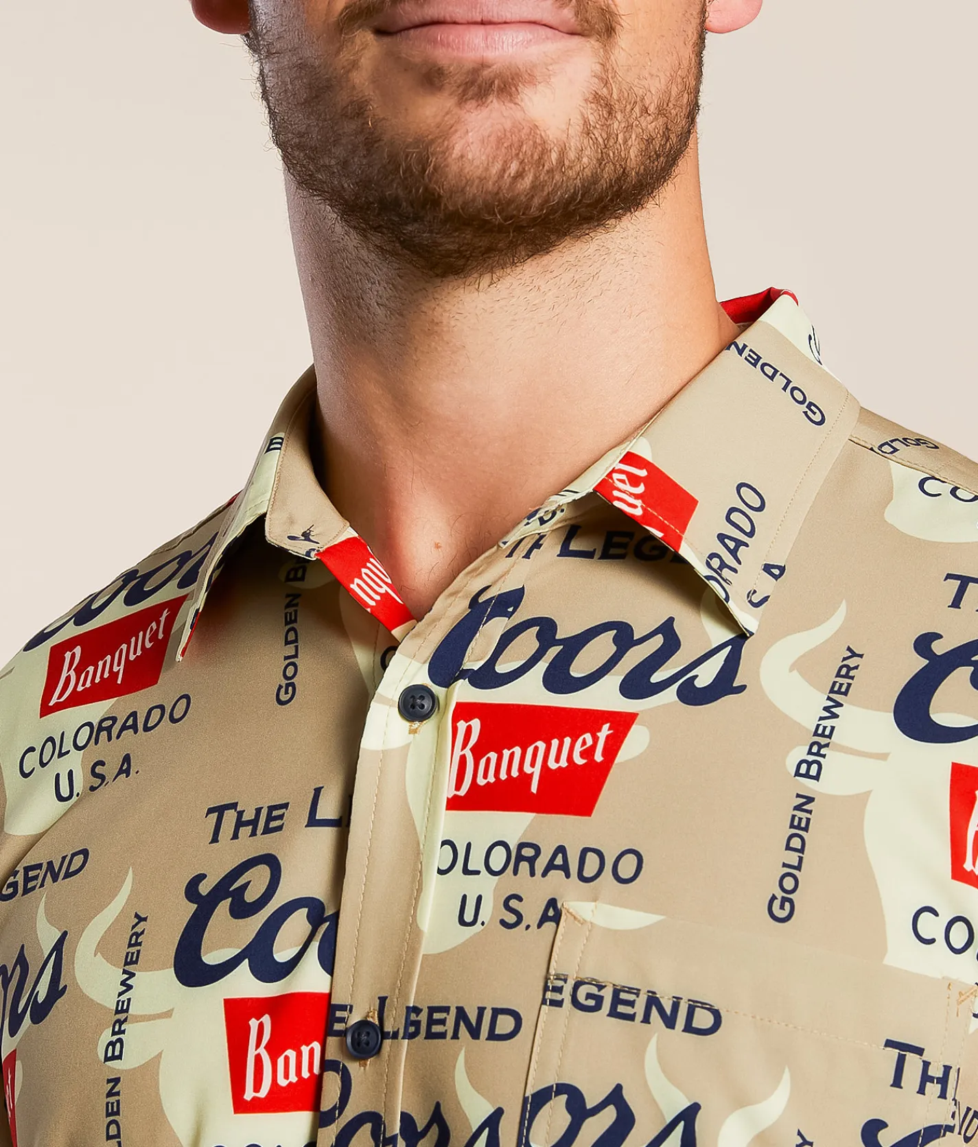 Junkfood Coors® Banquet Stretch Shirt Camel New