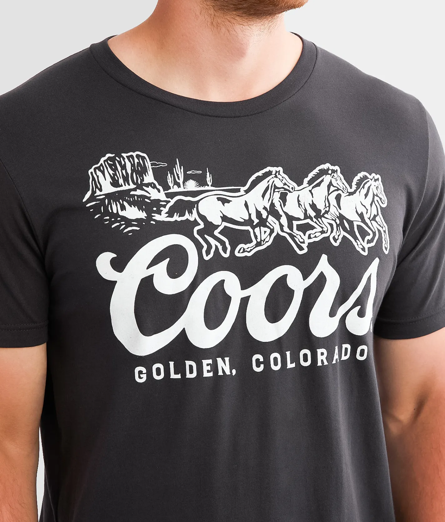 Brew City Coors Banquet Three Horses T-Shirt Dark Grey Best
