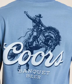 tee luv Coors Banquet Tonal T-Shirt Steel Blue New