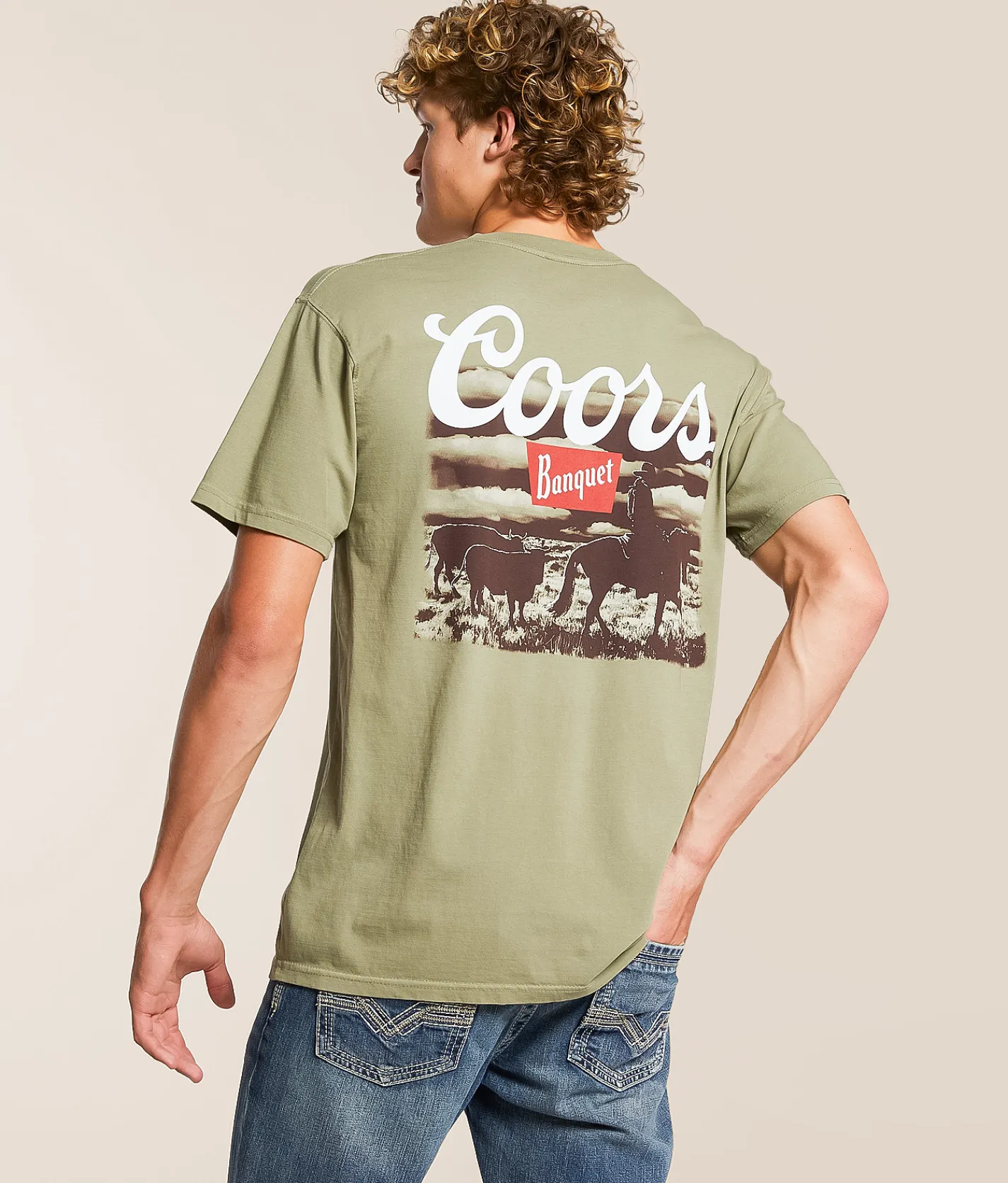 Tops|Graphic T-Shirts | Changes Coors Cowboy Cattle T-Shirt Khaki