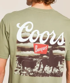 Tops|Graphic T-Shirts | Changes Coors Cowboy Cattle T-Shirt Khaki